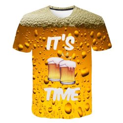 Summer 2019 men's clothing brand o-neck clock jacket beer short-sleeved 3d t shirt digital printing T-shirt Homme large size 5xl