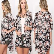 2018 Sexy Women Flower Blouses Summer Kimono Cardigan Maxi Shirts Half Sleeve Summer Sunsuits Outfits