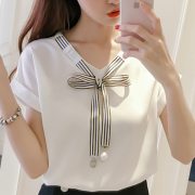 2019 Womens Tops And Blouses mujer de moda Chiffon Cool Ladies Korean Style Chemisier Femme Fashion Clothing Summer Female Bow