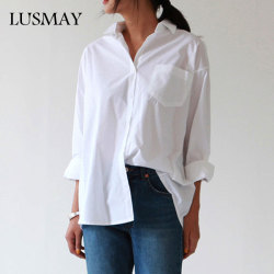 Casual Loose Women Shirts 2019 Autumn New Fashion Collar Plus Size Blouse Long Sleeve Buttons White Shirt Women Tops Streetwear