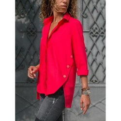Irregular Button Long Sleeve Chiffon Blouse Women Solid Turn-Down Collar Tunic Shirt Autumn Ladies Blouses Plus Size Tops 5XL