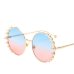COOLSIR Brand Sunglasses Women Luxury Pearl Sunglasses Vintage Round Sun Glasses Shades for Women Gold Metal Oculos UV400