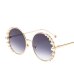 COOLSIR Brand Sunglasses Women Luxury Pearl Sunglasses Vintage Round Sun Glasses Shades for Women Gold Metal Oculos UV400