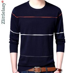 2019 brand social cotton thin men's pullover sweaters casual crocheted striped knitted sweater men masculino jersey clothes 5066