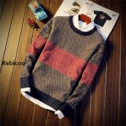 Autumn Winter Sweater Men's Round Neck Solid Color Turtleneck Sweater Men's Youth Trend New Slim Long Sleeve Sweater