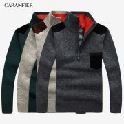 CARANFIER 3PC SNew 2019 Mens Sweaters Thick Warm Winter Zipper Pullover Cashmere Wool Sweater Men Knitwear Homme Plus Size 3XL