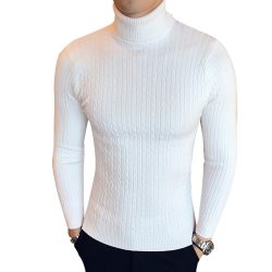 Male Sweater Winter Pullover Turtle Neck Men's Jumper White Mens Knitwear Pull Homme Turtleneck Men Sweater Christmas Cotton Y1