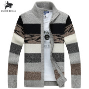 SAMHIBUGLE Knitted Sweater Men Cardigans Collar Winter Wool Sweater Fashion Cardigans Male Sweaters Coat Brand Men's Clothing