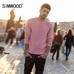 SIMWOOD New Brand Wool Sweater Men 2019 Autumn Winter Fashion Knitted Pullover Men Cashmere Sweater High Quality 180369