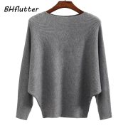 BHflutter Sweater Women Slash Neck Knitted Winter Sweaters Tops Female Batwing Cashmere Casual Pullovers Jumper Pull Femme 2018