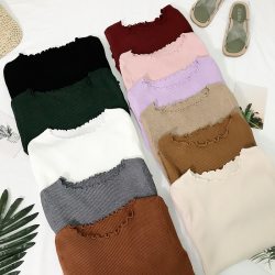 Frill Round Neck Autumn Knitted Sweater Womens Sweaters 2018 Winter Tops For Women Pullover Jumper Pull Femme Hiver Dames Truien