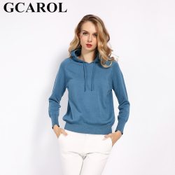 GCAROL Fall Winter Girls Knit Pullover 30% Wool Hooded Sweater High Street Candy Women Render Knit Jumper Knitwear