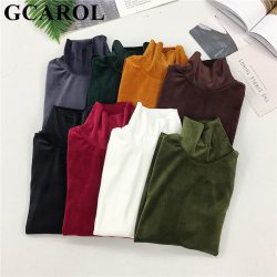GCAROL New Arrival Fall Winter Women Pleuche Turtleneck Sweater Stretch High Quality Smooth Thick Pullover Basic Warm OL Tops