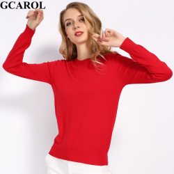 GCAROL New O Neck Women 30% Wool Sweater Candy Jumper Casual Stretch Fall Winter Basic Render Knit Pullover S-3XL