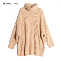REJINAPYO 10 Color Women Fashion Solid Casual Knitted Sweater Female Turtleneck Oversized Pullover Ladies Elegant Loose Sweater