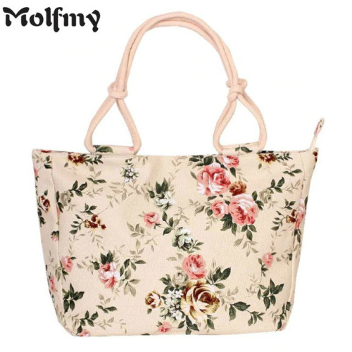 2019 Fashion Folding Women Big Size Handbag Tote Ladies Casual Flower Printing Canvas Graffiti Shoulder Bag Beach Bolsa Feminina