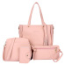 4pcs/Set Fashion Women Bag Tassel Pure PU Leather Composite  Bag Women Clutch Handbag Set Large Shoulder Bag Tote bolsa feminina