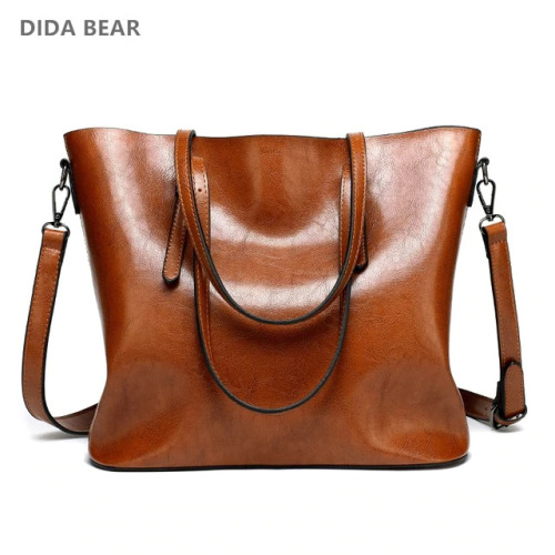 DIDA BEAR Brand Women Leather Handbags Lady Large Tote Bag Female Pu Shoulder Bags Bolsas Femininas Sac A Main Brown Black Red