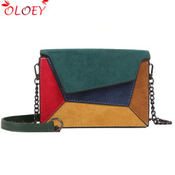 New Autumn winter female small flap bag new trend matte PU patch shoulder messenger bag panelled color fashion small square bag