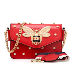 New famous brand women messenger bags small chain crossbody bags female luxury shoulder bag pearl handbag 2019 Red White black