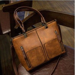 Retro PU Leather Women Shoulder Bag Female Causal Totes for Daily Shopping Handbag