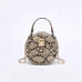 Retro Serpentine Chain Round Bag Women Handbags Printed Small PU Leather Shoulder Crossbody Bags Female Serpentine Messenger Bag