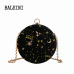 Starry sky Circular Fashion Wool Women Shoulder Bag Leather Women's Crossbody Messenger Bags Ladies Purse Female Round Handbag