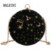 Starry sky Circular Fashion Wool Women Shoulder Bag Leather Women's Crossbody Messenger Bags Ladies Purse Female Round Handbag