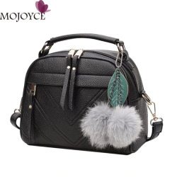 Stylish Women Handbag PU Leather Cute Mini Messenger Shoulder Bags With Ball Toy Bolsa Feminine Female Party Shopping Handbags