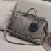 Vintage PU Leather Women's Bag Rivet Larger Ladies Handbags Hair Ball Shoulder Bag Motorcycle Crossbody Bags For Women Messenger