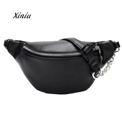 Women Chest Bags Fashion Chain Leather Messenger Bag Shoulder Bag Female Large Capacity Zipper Phone Money Waist Packs