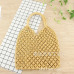 35x35CM Fashion Popular Woven Bag Mesh Rope Weaving Tie Buckle Reticulate Hollow Straw Bag No Lined Net Shoulder Bag