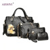 4pcs/set  Women Luxury Handbags Emboss Plaid Bag Composite Bags PU Leather Vintage Shoulder Totes Bear Designer Chains bolsa