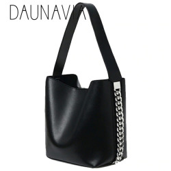 DAUNAVIA Brand New Bucket Bag Leisure Chain Decoration Wide Shoulder Bag Messenger Bag handbag High capacity tote Designer