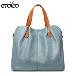 Genuine Leather Women Handbag High Quality Fashion Ladies Shoulder Bag Solid Color Top-handle Bag