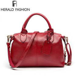 Herald Fashion Solid Women Pillow Handbag Soft PU Leather Women Top-Handle Bag Tote Shoulder Bag Large Capacity