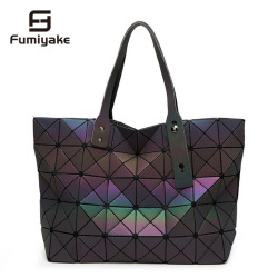 Luminous sac bao Bag Diamond Tote Geometric Quilted Shoulder Bags Laser Plain Folding Handbags bolso