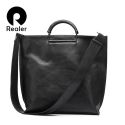 REALER artificial leather women handbag large totes female wide shoulder strap messenger bag ladies crossbody top-handle bags