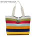 Summer Canvas Shopper Bag Striped Rainbow Prints Beach Bags Tote Women Ladies Girls Shoulder bag Casual Shopping Handbag Bolsa