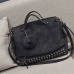 Vintage Nubuck Leather Ladies Handbags Rivet Larger Women Bags Hair Ball Shoulder Bag Motorcycle Messenger Bag Top-Handle Bag