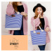 Women Stripes Canvas Beach Bag Large Capacity Female Zipper Shoulder Bag Ladies Polyester Totes Girl's Casual Shopping Handbag