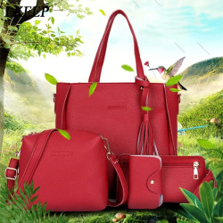 Women Top-Handle Bags Female Composite Bags  Women Messenger Bags Handbag Set PU Leather Wallets Key Bag Set