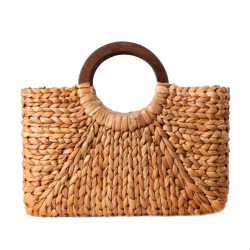 Women Vintage Rattan Handbag Female Bohemian Summer Beach Straw Bags Lady Simple Weave Bag Handmade Casual Large Tote SS3032