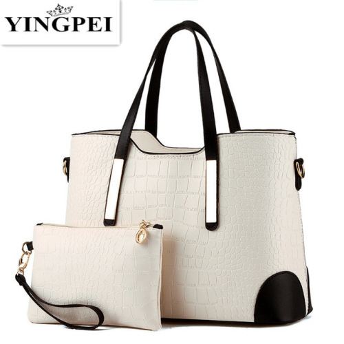 YINGPEI Women Bag Vintage Messenger Bags Shoulder Handbag Women Top-Handle Crocodile Pattern Composite Bag Purse Wallet Leather