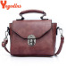 Yogodlns Vintage Leather Female Top-handle Bags Small Women Shoulder Bag Crossbody Messenger Bag Casual Handbags