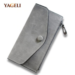 2017 matte leather women's wallet zipper bag vintage female wallet purse fashion card holder phone pocket long women wallet