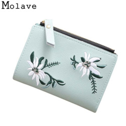 Naivety Embroidery Short Wallet PU Leather Wallets Female Floral Hasp Coin Purse Zipper Bag Card Holders 30S71205 drop shipping