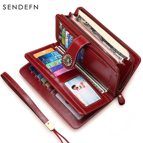 SENDEFN Hot Sale Women Clutch Leather Wallet Female Long Wallet Women Zipper Purse Strap Money Bag Purse For iPhone 7 5162-71