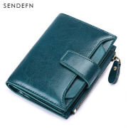 SENDEFN Women's Wallet Leather Small Luxury Brand Wallet Women Short Zipper Ladies Coin Purse Card Holder Femme Red/Blue 5191-69