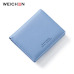 WEICHEN Thin Style Women Wallets Zipper Coin Bag in Back Blue Soft Leather Ladies Card Holder Slim Purse Female Wallet Small HOT